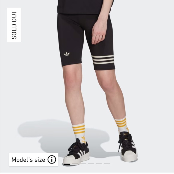 NWT 2XS high rise ADICOLOR NEUCLASSICS BIKE LEGGINGS tight fit black/ cream - Picture 1 of 14